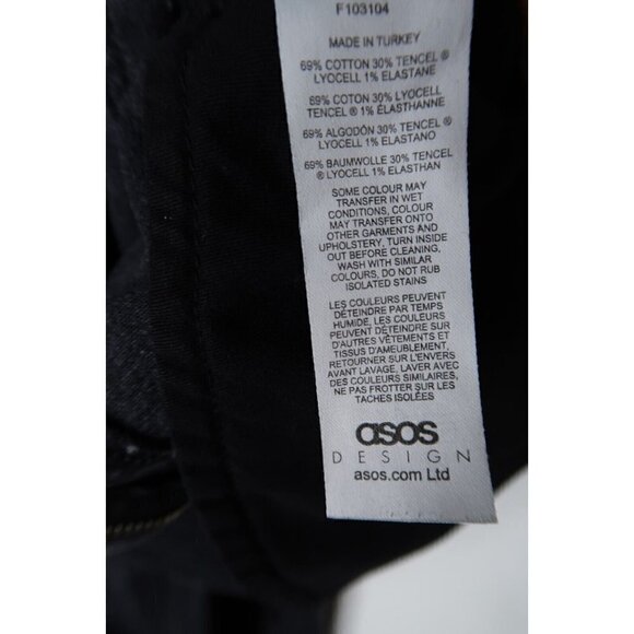 ASOS Denim Jeans Mom Cropped High Waist Tapered Raw Hem Black Women's Size 24 - Picture 9 of 9